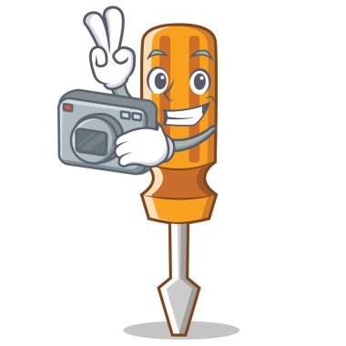 Fotoğrafçı tornavida karakter karikatür tarzı