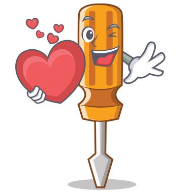 Kalp tornavida karakter karikatür tarzı ile