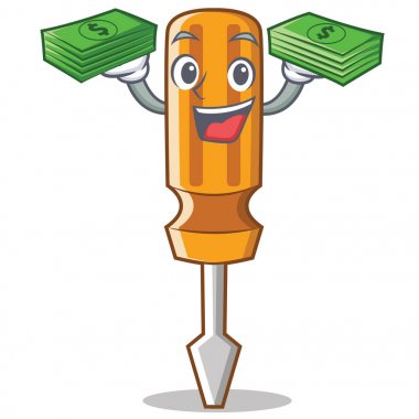 Para tornavida karakter karikatür tarzı ile