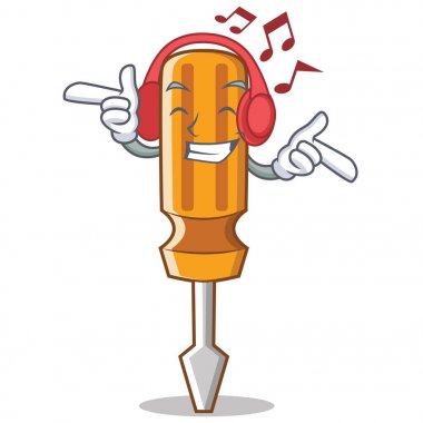 Dinleme müzik tornavida karakter karikatür tarzı