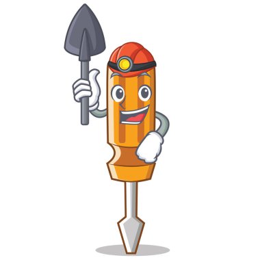 Madenci tornavida karakter karikatür tarzı