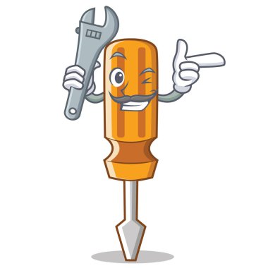 Mekanik tornavida karakter karikatür tarzı