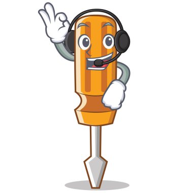 Kulaklık tornavida karakter karikatür tarzı ile