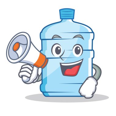 Megafon galon karakter karikatür tarzı ile