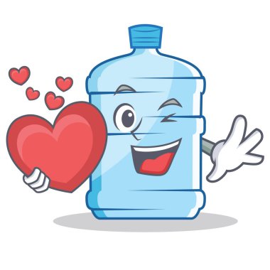 Kalp galon karakter karikatür tarzı ile