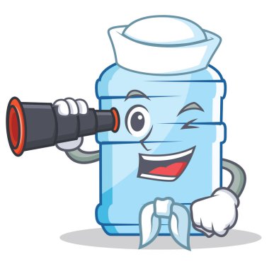 Denizci dürbün galon karakter karikatür tarzı ile