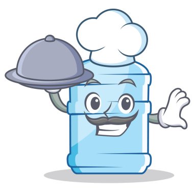 Şef gıda galon karakter karikatür tarzı ile