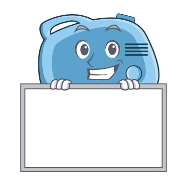 Tahta karıştırıcı karakter karikatür tarzı ile sırıtarak