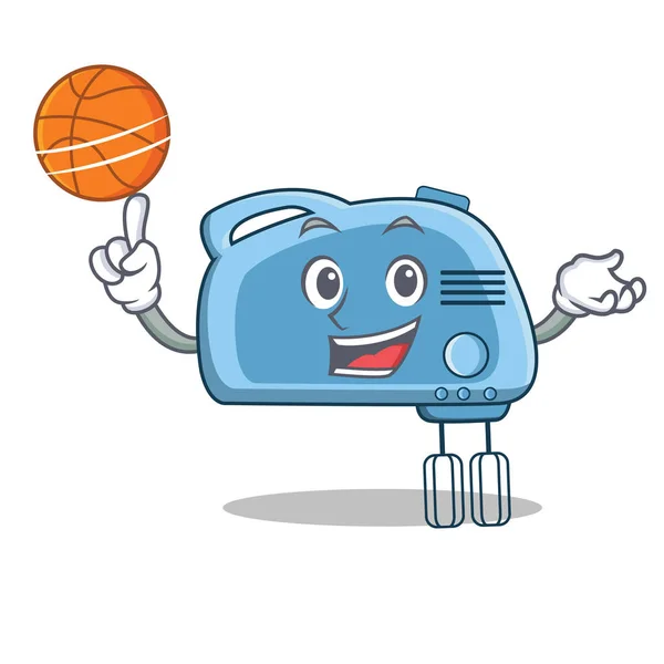 Avec le style de dessin animé de personnage de mélangeur de basket — Image vectorielle
