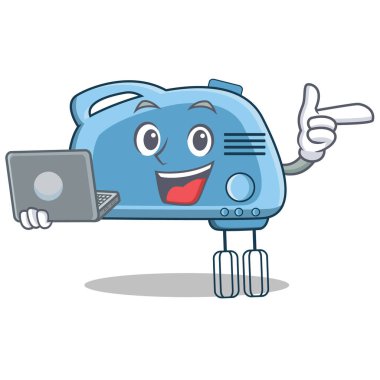 Laptop Bataryası karakter karikatür tarzı ile