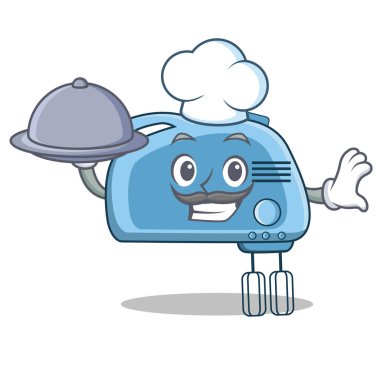 Şef yemek karıştırıcı karakter karikatür tarzı ile