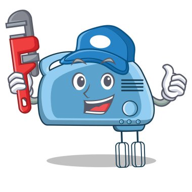 Tesisatçı Mikser karakter karikatür tarzı