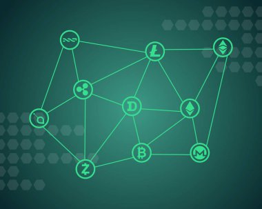 Blockchain kelime yeşil arka plana sahip