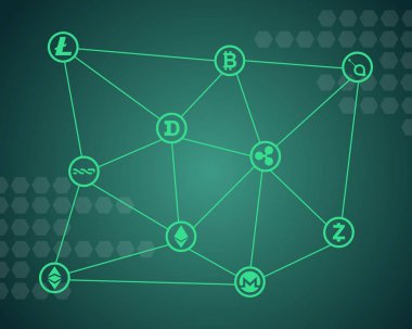 Blockchain kelime yeşil arka plana sahip