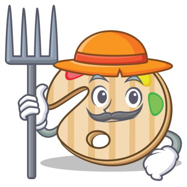 Çiftçi boya paleti karakter karikatür