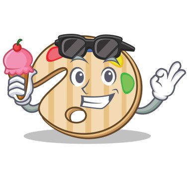 Dondurma boya paleti karakter karikatür ile