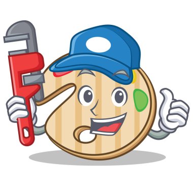 Tesisatçı boya paleti karakter karikatür