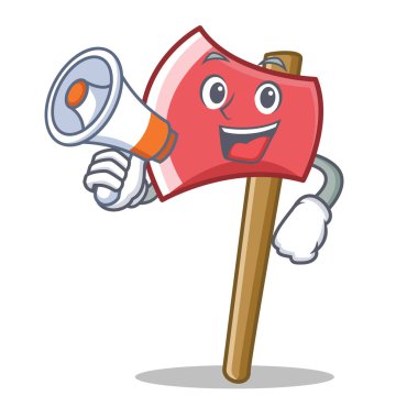 Megafon balta karakter karikatür tarzı ile