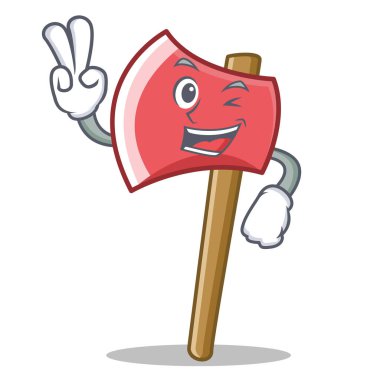 İki baltası karakter karikatür tarzı parmak