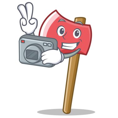 Fotoğrafçı balta karakter karikatür tarzı