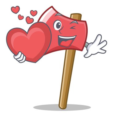 Kalp balta karakter karikatür tarzı ile