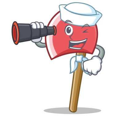 Denizci dürbün balta karakter karikatür tarzı ile