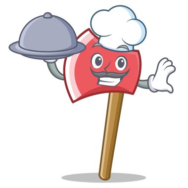 Şef gıda balta karakter karikatür tarzı ile