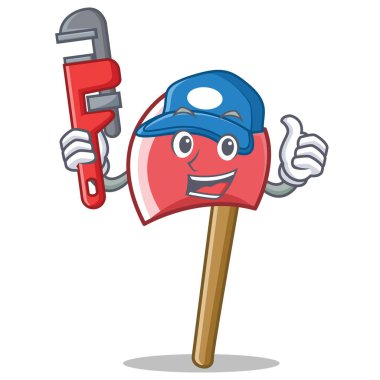 Tesisatçı balta karakter karikatür tarzı