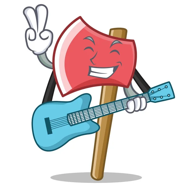 Mit Gitarre Axt Charakter Cartoon-Stil — Stockvektor