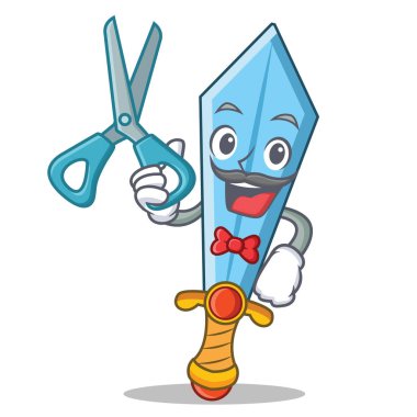 Kılıç karakter karikatür tarzı berber