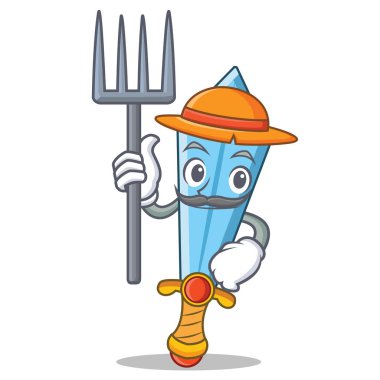 Çiftçi kılıç karakter karikatür tarzı