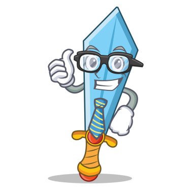 İşadamı kılıç karakter karikatür tarzı