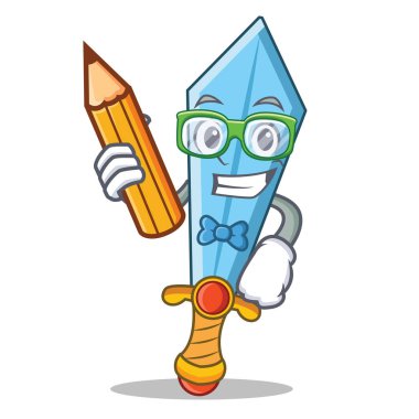 Öğrenci kılıç karakter karikatür tarzı