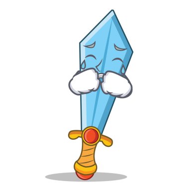 Kılıç karakter karikatür tarzı ağlıyor