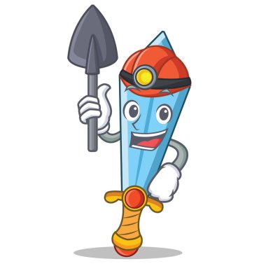 Madenci kılıç karakter karikatür tarzı