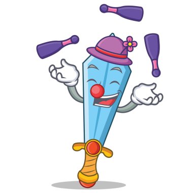 Kılıç karakter karikatür tarzı hokkabazlık