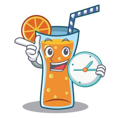 Saat kokteyl karakter karikatür tarzı ile