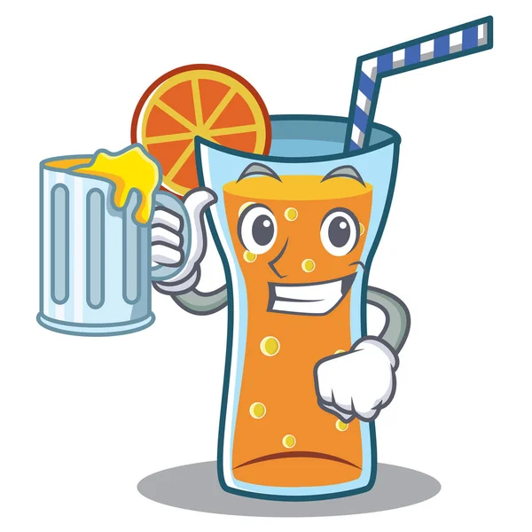 Con succo cocktail personaggio stile cartone animato — Vettoriale Stock