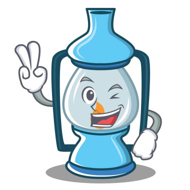 İki fener karakter karikatür tarzı parmak