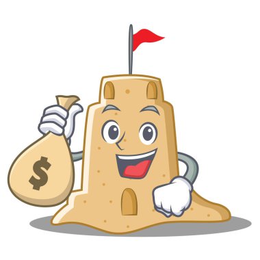 Para çantası sandcastle karakter karikatür tarzı ile