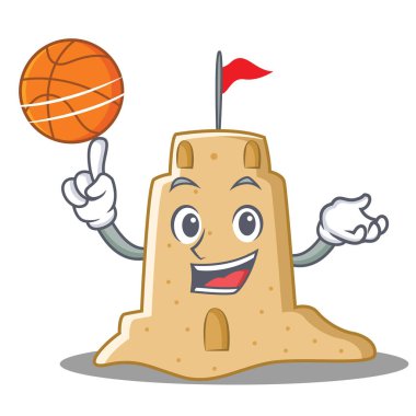 Basketbol sandcastle karakter karikatür tarzı ile