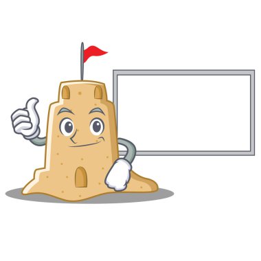 Başparmak yukarıya kurulu sandcastle karakter karikatür tarzı ile