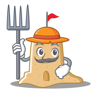 Çiftçi sandcastle karakter karikatür tarzı