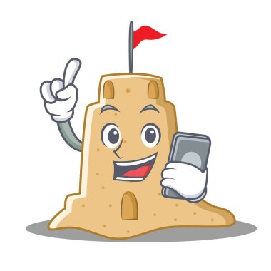 Telefon sandcastle karakter karikatür tarzı ile