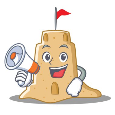 Megafon sandcastle karakter karikatür tarzı ile