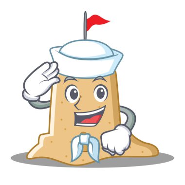 Denizci sandcastle karakter karikatür tarzı