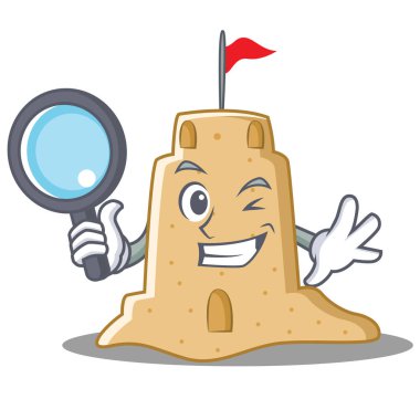 Dedektif sandcastle karakter karikatür tarzı