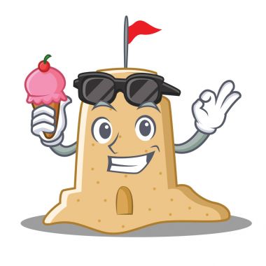 Dondurma sandcastle karakter karikatür tarzı ile