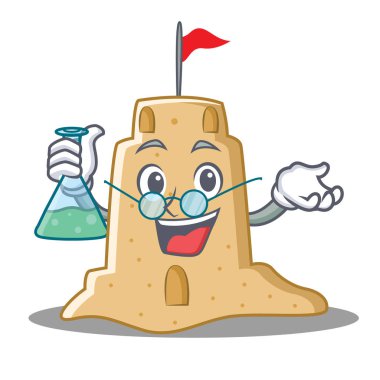 Profesör sandcastle karakter karikatür tarzı