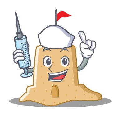 Hemşire sandcastle karakter karikatür tarzı